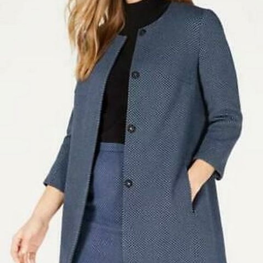 Anne Klein Tweed 3/4-Sleeve Topper Jacket Size 6